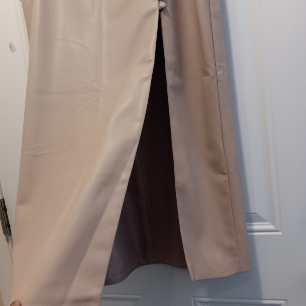 River Island Vegan/ Faux Leather Maxi Skirt Brown- Light Winter Ethnic US 14 - Picture 4 of 7